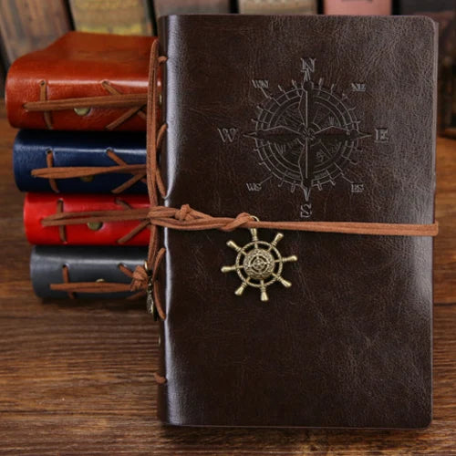 Retro Spiral Notebook Diary Notepad Vintage Pirate Anchors PU Leather Note Book Replaceable Stationery Gift Traveler Journal