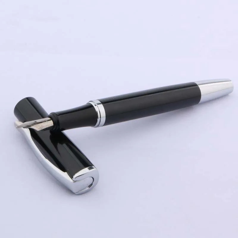 Metal 051 Fountain Pen Line Chessboard Black Silver 0.5mm Nib Ink Pens Stationery Office School Supplies Writing