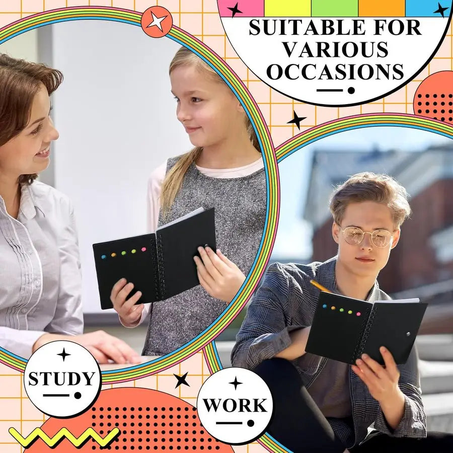 30 Pack Lined Spiral Notebook Small Notepad and Pen Set Steno Pads Lined Notepad Black Pocket Notebook for Business Office Schoo