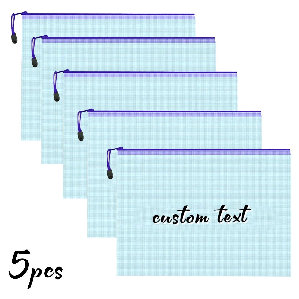 Personalize A4 Waterproof Zipper Business File Bag Custom Mesh Pouch Simple Big Capacity Document Bag School Office Contract Bag