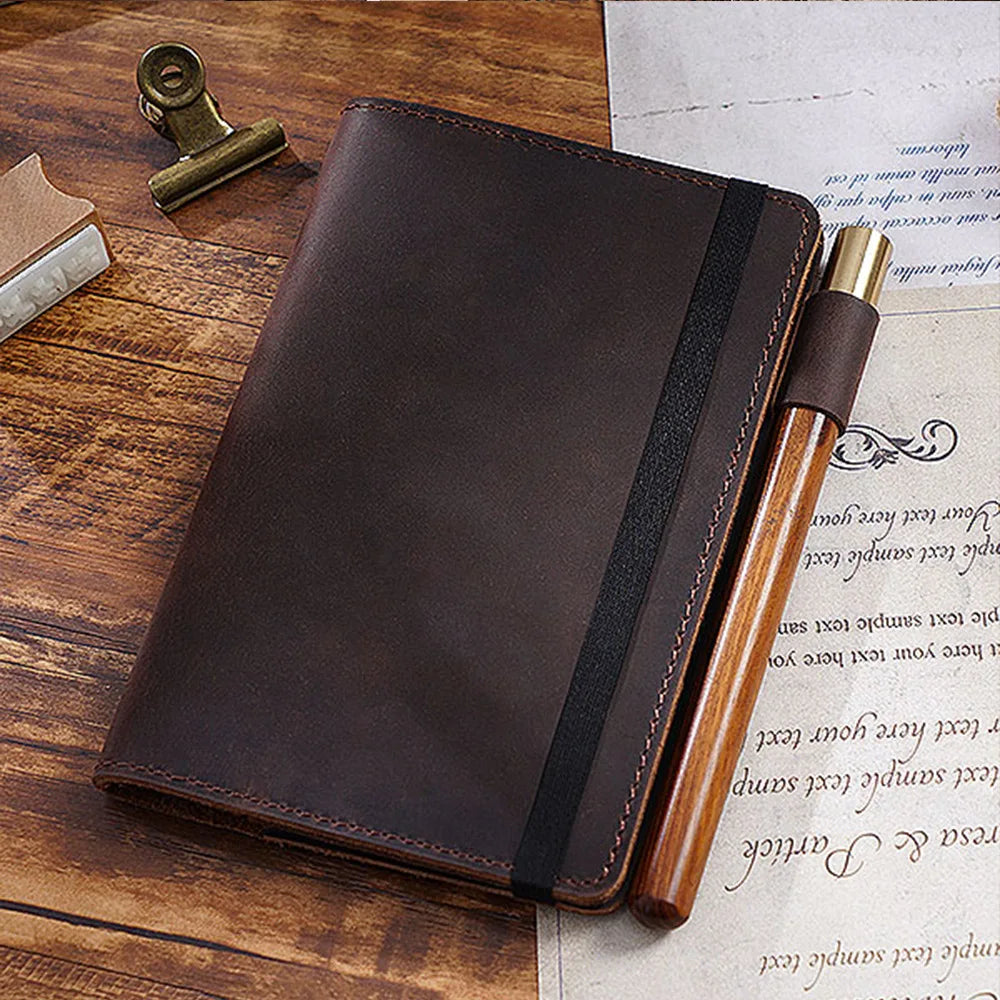 Cowhide Genuine Leather Retro Handmade Bound Notebook Protective Cover Ideal Journal Note Christmas New Year gifts